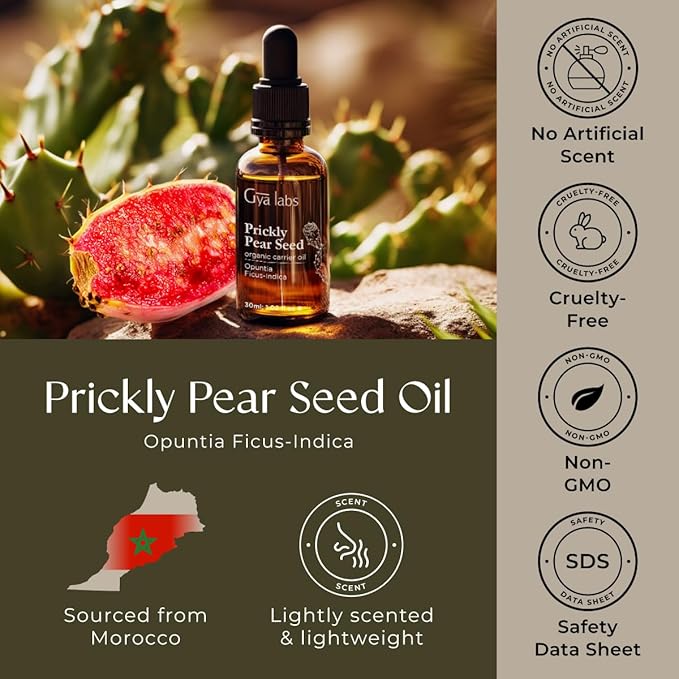 Gya Labs Prickly Pear Seed Carrier Oil - 1 Fl Oz - for Hair, Skin, Face, Scalp & Body Massage - Bloomnest