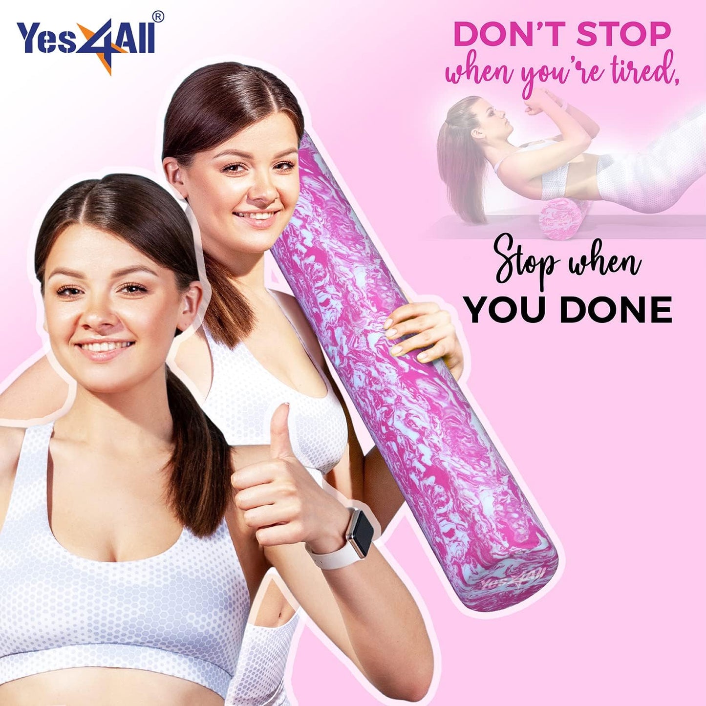 Yes4All EVA Firm Foam Roller for Back - Round Back Roller for Exercise, Yoga & Pilates 12/18/24/36 inch