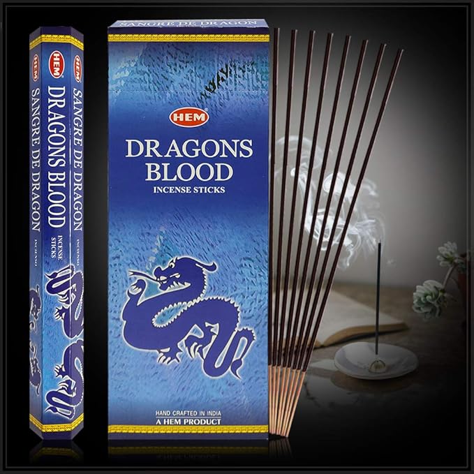Dragon's Blood Blue Incense Sticks and Incense Stick Holder Bundle Insence Insense Hem Incense Sticks