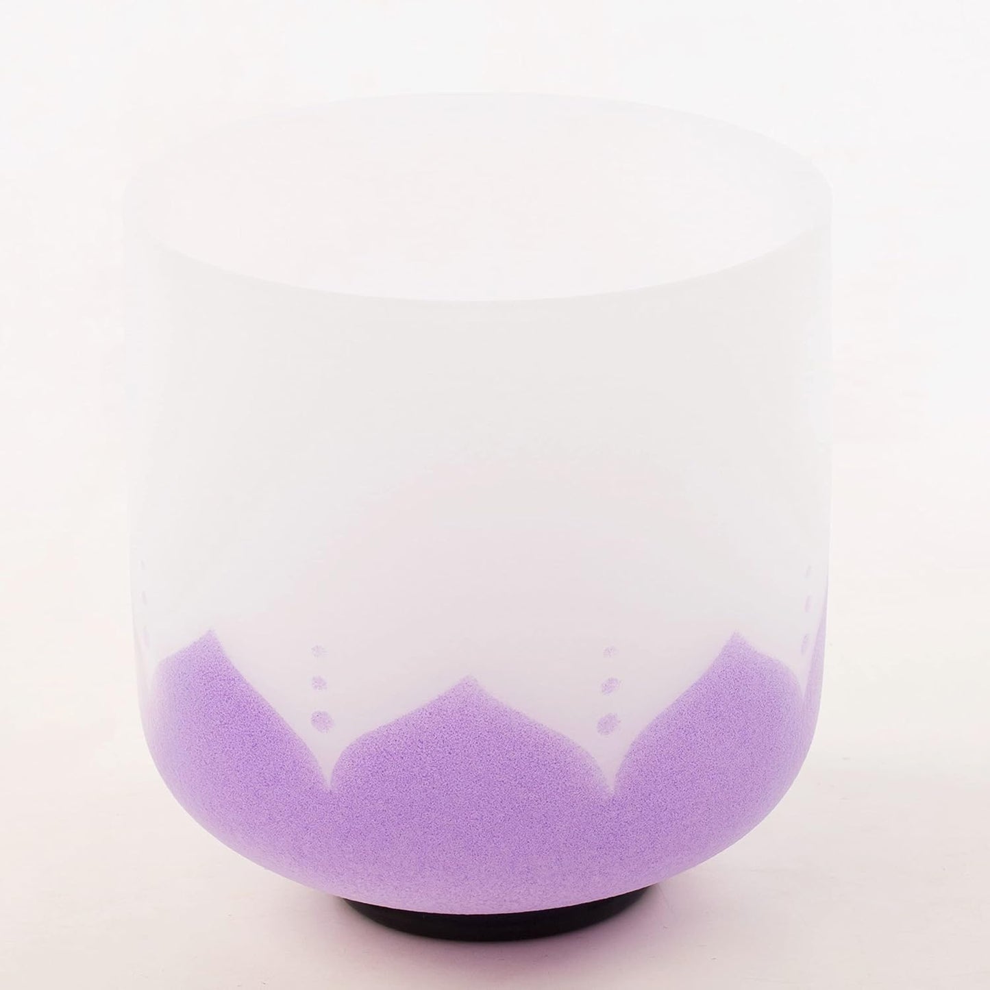 Leize Quartz Crystal Singing Bowl 432hz B Note Crown Chakra Violet Lotus Design 6" Wide with Suede Striker