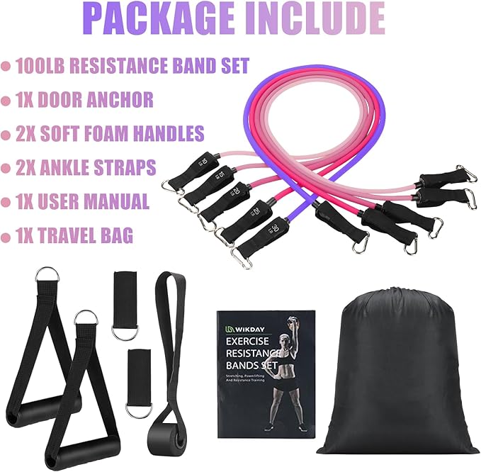 Exercise Resistance Bands with Handles for Working Out, 150/200/250/300 lbs Workout Bands Set with Door Anchor for Physical Therapy, Yoga, Pilates - Bloomnest