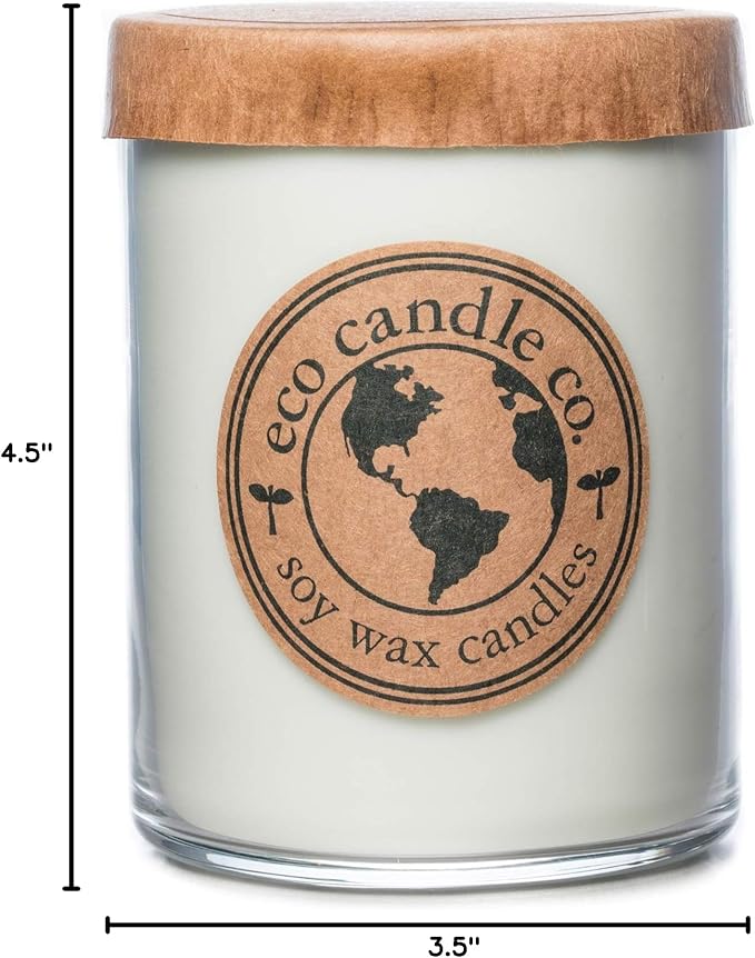 ECO CANDLE CO. Recycled Candle, Lemongrass Sage, 18 oz. Double Wick - Scents of Lemongrass & Sage - 100% Soy Wax, No Lead, Kraft Paper Label & Lid, Hand Poured, Phthalate Free, Midwest Grown Soybeans - Bloomnest