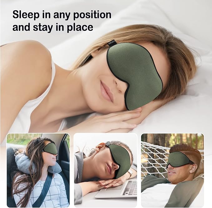 LitBear Sleep Mask for Men Side Sleeper, Sleeping Mask for Women Light Blocking, 3D Contoured Cup Eye Mask Sleeping, Soft Lightweight Sleep Eye Mask with Adjustable Elastic Strap for Traveling - Bloomnest