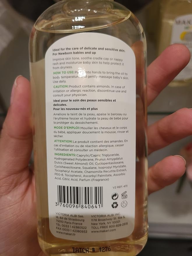 Makari Softness Care Baby Oil with Sweet Almond, Chamomile & Vitamins C & E, Hypoallergenic & Paraben-Free, Ideal for All Skin Types, Formulated for Sensitive and Delicate Newborn Skin - Bloomnest