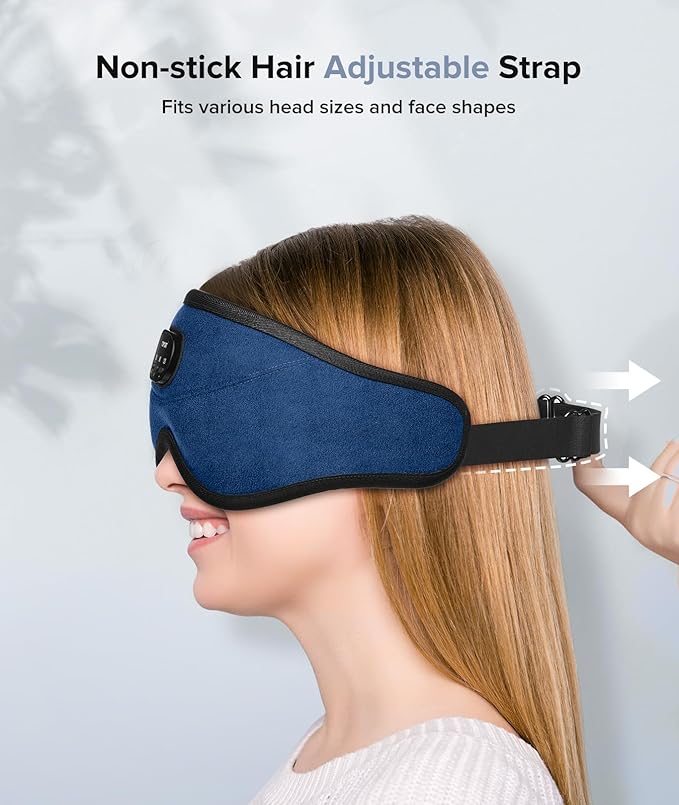 TOPOINT Sleep Mask with Bluetooth Headphones, 3D Eye Mask for Sleep Headphones with White Noise, Total Blackout, 5.4 Bluetooth, Timer, 15 Hours for Women Men, Travel, Meditation, Nap, CPAP Users - Bloomnest