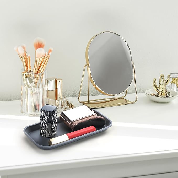 Wenqik 6 Pcs Silicone Bathroom Vanity Trays for Counter Multifunctional Bathroom Counter Tray Multipurpose Decorative Tray for Kitchen Desk Kitchen(Dark Gray, Green, Blue)