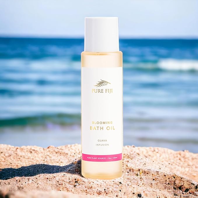 Pure Fiji Bath Oil, Conditioning Body Moisturizer with Natural Ingredients Bath Essential for Women Moisturizing Bath & Body Oil - Guava (8oz/236ml)
