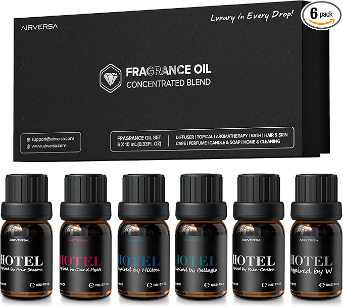 Airversa Hotel Scent Diffuser Oils, Fragrance Oils Set, 10mL | 0.34 Fl Oz x 6 - Bloomnest