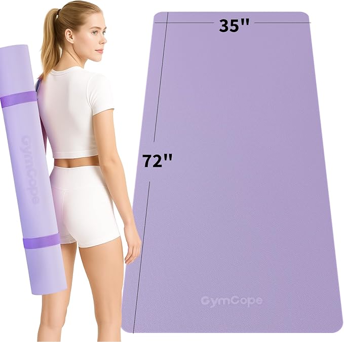 Extra Large TPE Yoga Mat 72"x35" / 78"x57" - Wide Non-Slip Mat for Yoga, Pilates & Home Gym, 6mm Thick Cushion for Comfort & Balance, Waterproof, Easy to Carry with Strap or Bag for Solo or Partner Workouts - Bloomnest
