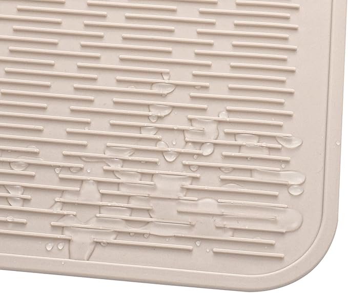 Silicone Dish Drying Mat for Multiple Usage,Easy clean,Eco-friendly,Heat-resistant Silicone Mat for Kitchen Counter or Sink,Refrigerator or Drawer Liner Tapioca 4XL 32 inches x 18 inches - Bloomnest