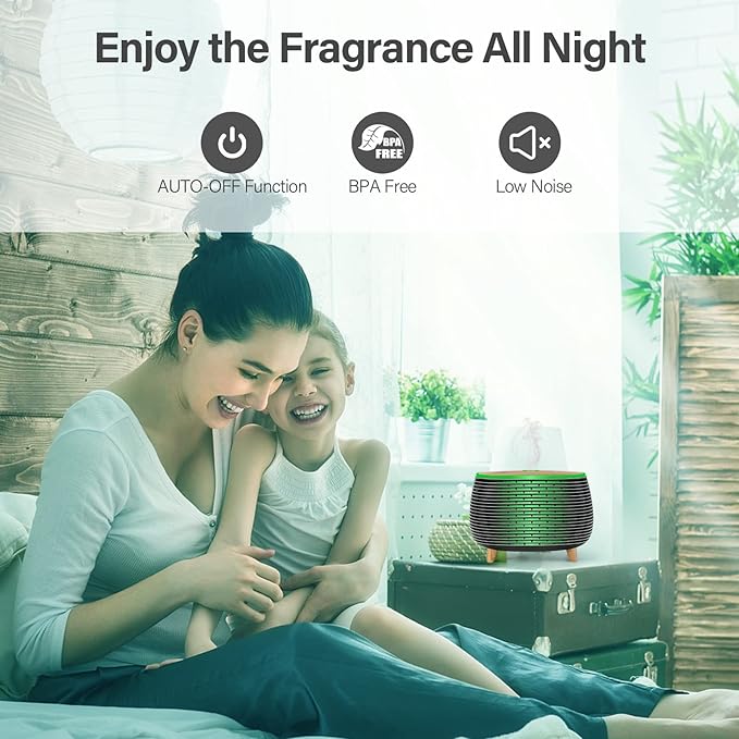 Diffuserlove Diffuser Essential Oil Diffusers 400ML Aromatherapy Air Diffuser for Home Bedroom Office Room Aroma Diffuser with 7 Color Lights Intermittent Mist Mode - Bloomnest