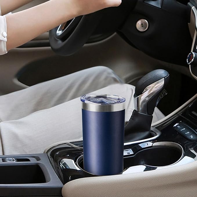 20 oz Skinny Tumbler with Lid and Straw,Stainless Steel Vacuum Insulated Tumbler Cup Double Wall Leak-proof Coffee Mug,Travel Thermal Water Tumbler for Home,Office,Outdoor(Navy Blue,1)