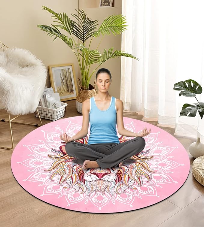 Round Meditation Pilates Yoga Mat Luxury Suede Large Yoga Mat Natural Rubber Non-Slip Base is ery Suitable for Meditation, Stretching, Yoga Environmental Protection, Fitness Exercise, Home and Outdoor. 140CM Diameter - Bloomnest