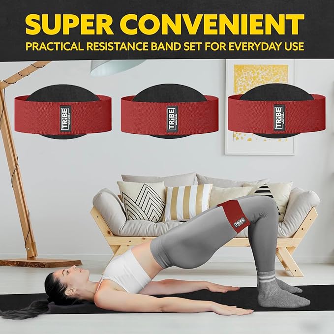 Tribe Lifting Fabric Resistance Bands for Legs - Workout Bands Resistance Bands for Men and Women - Booty Bands for Working Out - Exercise Bands Resistance Bands Set - Elastic Bands for Exercise