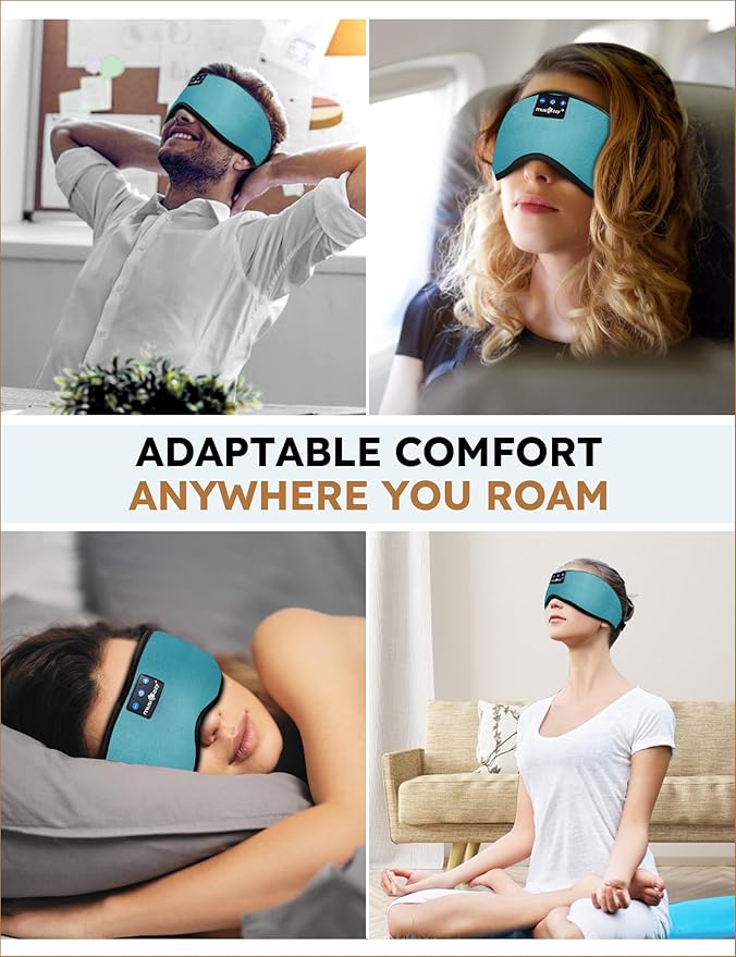 MUSICOZY Sleep Headphones Bluetooth 5.4 Headband Sleeping Eye Mask for Mom Women Men Wireless Music Earbuds Earphones for Side Sleepers Built-in HD Speakers Cool Gadgets Unique Gifts - Bloomnest