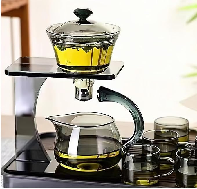 Semi Automatic Tea Set, Lazy Kungfu Tea Set, Lazy Kung Fu Drip Teapot, Magnetic Tea Pot With Magnetic Ball, Heat Resistant Gongfu Glass Teapot Set, Gift For Fathers Day, Thanksgiving Birthdays - Bloomnest