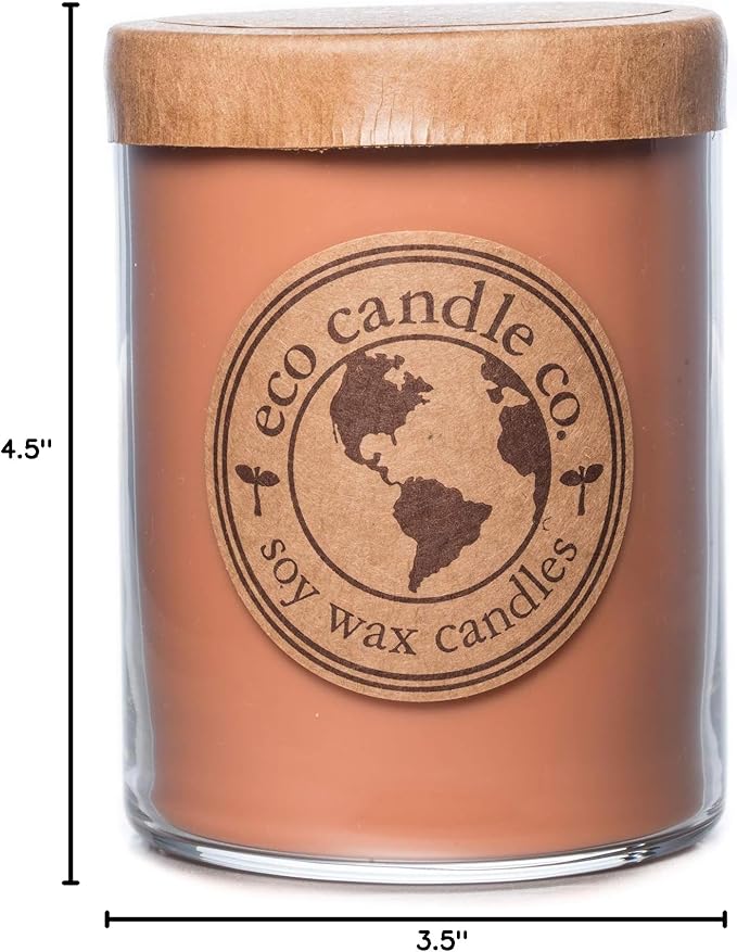 ECO CANDLE CO. Recycled Candle, Pumpkin Pecan, 18 oz. Double Wick - Scents of Pumpkin, Pecans, & Maple Syrup - 100% Soy Wax, No Lead, Kraft Paper Label & Lid, Hand Poured, Midwest Grown Soybeans - Bloomnest