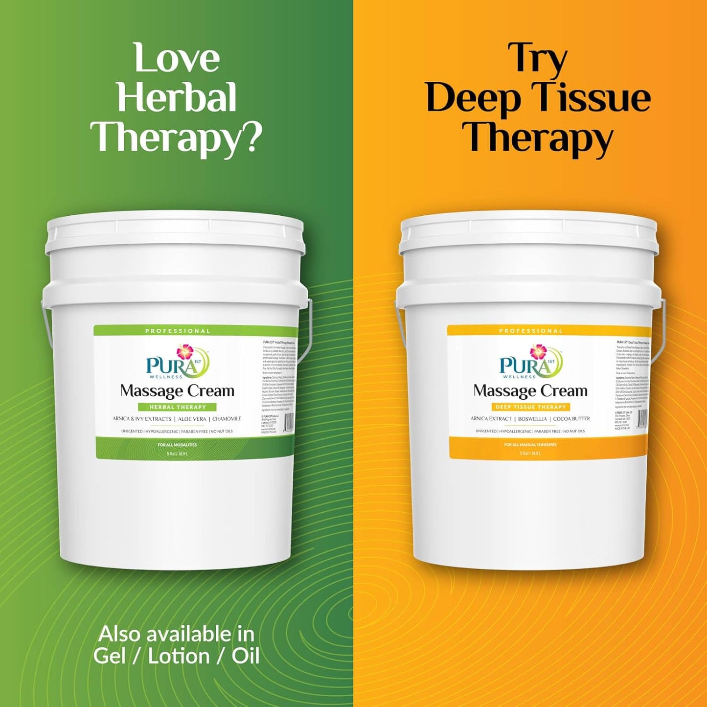 Herbal 5 Gallon Massage Cream, Massage for Muscle Relief, Professional Deep Tissue, Recovery, Natural Ingredients, Skin Hydrating and Moisturizing, Soothing, Relaxation