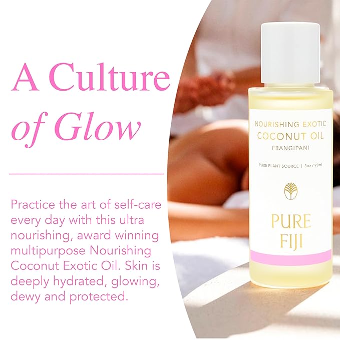 PURE FIJI Travel Size Nourishing Exotic Coconut Oil, Frangipani (3oz/90ml) - Bloomnest