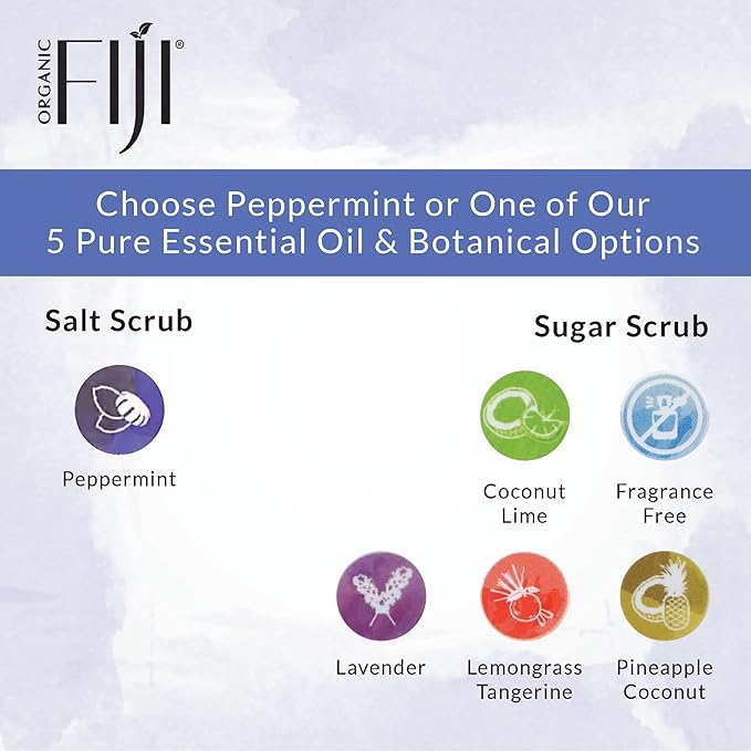 Organic Fiji Whole Body Scrub - Infused with Coconut Oil, Exfoliating Sea salt Scrub for Smooth and Soft Skin, Exfoliates & Restores Skin's Natural Biosphere, Peppermint 20 oz - Bloomnest