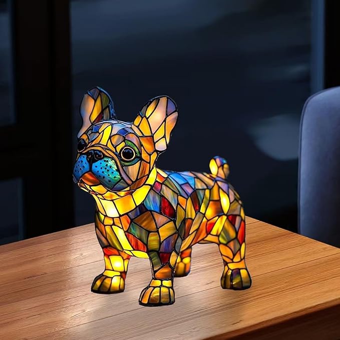Retro French Bulldog Dog Colorful Resin Dog Table Lamp,3D Cute Pet Dogs Themed LED Night Lamp,Perfect Gift for Pet Lovers Retro Dogs Design Home Decor Lighting (French Bulldog) - Bloomnest