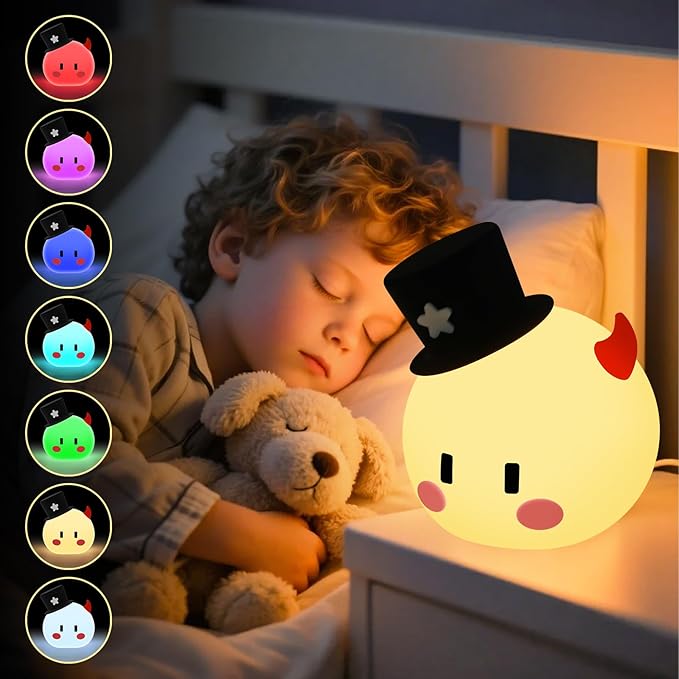 Monster Night Light for Kids, 8-Color Modes & Voice Controlled Light Lamps, Cute Soft Touch Silicone Portable Rechargeable Touch Nightlight for Breastfeeding, Bedroom Decor, Boys and Gifts for Girls - Bloomnest