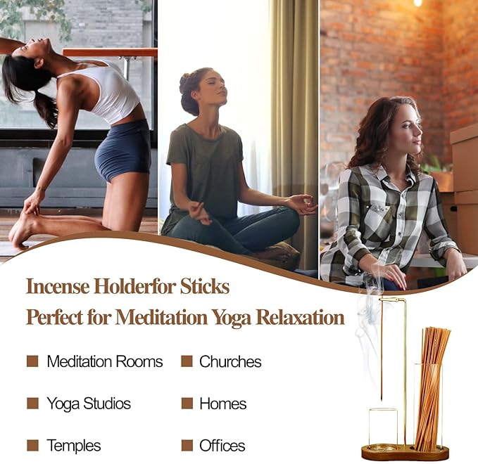 2 in 1 Glass Incense Holder & Burner for Sticks with Ash Catcher, Anti-Ash Flying Design, Storage Organizer and Hang Upside Down for Meditation Yoga Spa Home Decor - Bloomnest