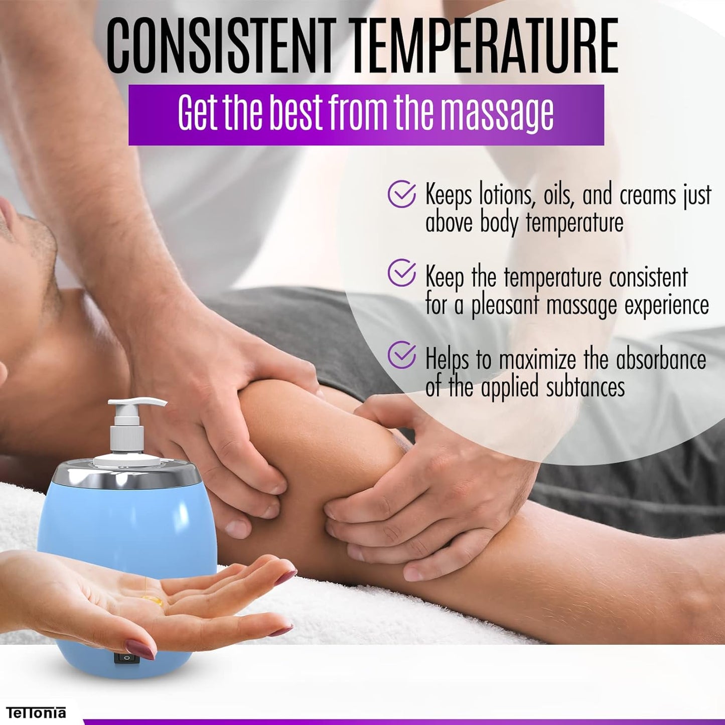 Massage Oil/Lotion Bottle Warmer - Auto-Temperature (Blue Pastel)