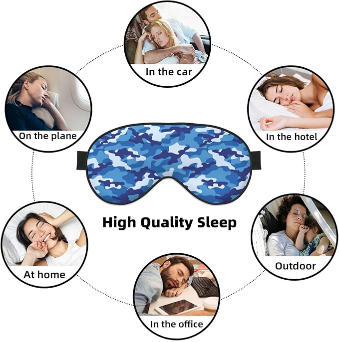 Abstract Blue Camouflage Sleeping Eye Mask Eye Mask for Sleeping Soft Comfort Eye Shade Blackout Eye Cover for Deep Rest Travel Nap Meditation - Bloomnest