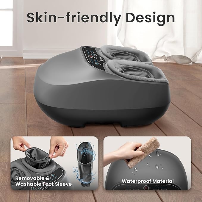 COMFIER Shiatsu Foot Massager with Heat, Electric Feet Massager Machine for Plantar Fasciitis Neuropathy,Gifts for Women,Men,Remote Control,Pause Function,Foot Warmer (Gray) - Bloomnest