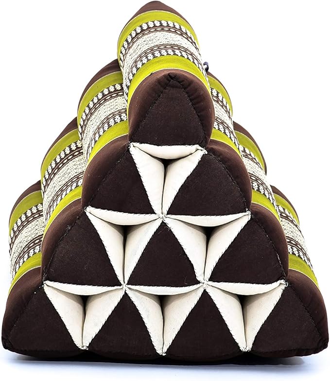 Leewadee Triangle Cushion – Comfortable Backrest for TV or Reading, Incline Pillow for Relaxing Made of Kapok, 20 x 13 x 13 inches, Brown Green - Bloomnest