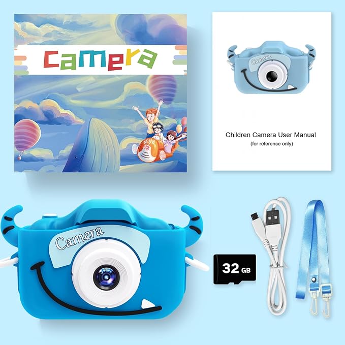 Goopow Kids Camera Toys for 3-8 Year Old Girls Boys,Children Digital Video Camcorder Camera with Cartoon Soft Cover, Best Chritmas Birthday Festival Gift for Kids - 32G SD Card Included - Bloomnest