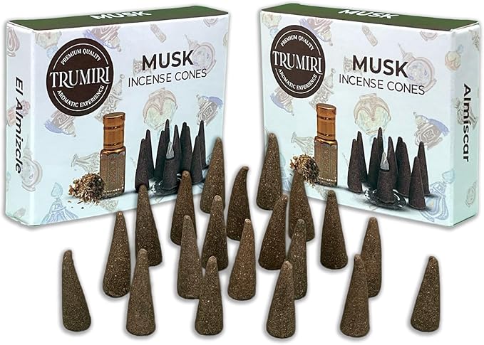 TRUMIRI Musk Incense Cones - Total 20 Cone Incense - Dual Pack of 10 Insence Cones - Incense Cones Scented - Cone Incense Scents - Insense Cones - Incent Cone TRUMIRI
