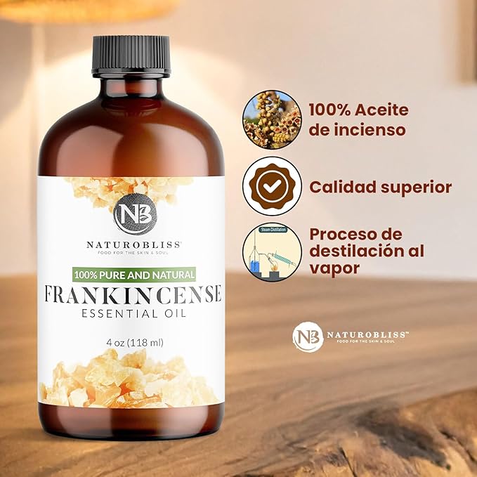 NaturoBliss 100% Pure Frankincense Essential Oil Therapeutic Grade Premium Quality (4 fl. oz) with Glass Dropper, Perfect for Aromatherapy - Bloomnest