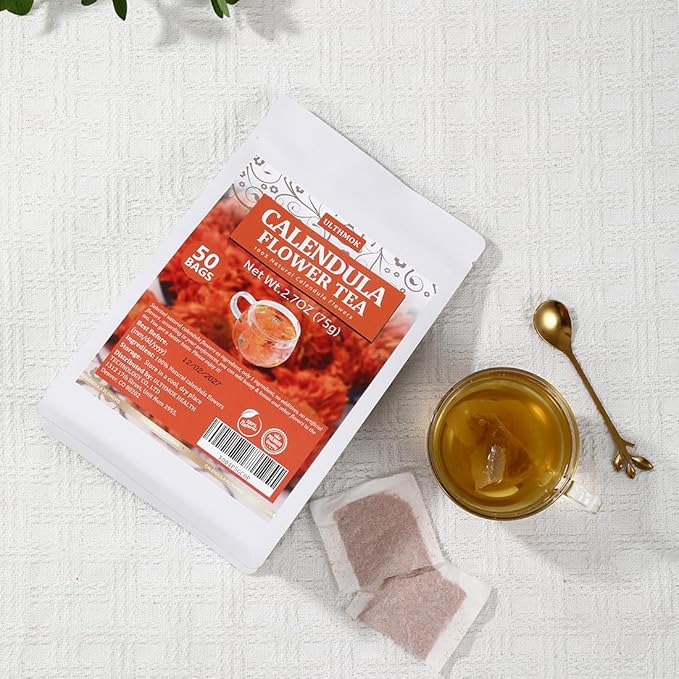 Premium 50 Calendula Flower Tea Bags, Made with 100% Natural Calendula Flowers,For Skin Health & Support Wellness, No Additives & Caffeine Free. - Bloomnest