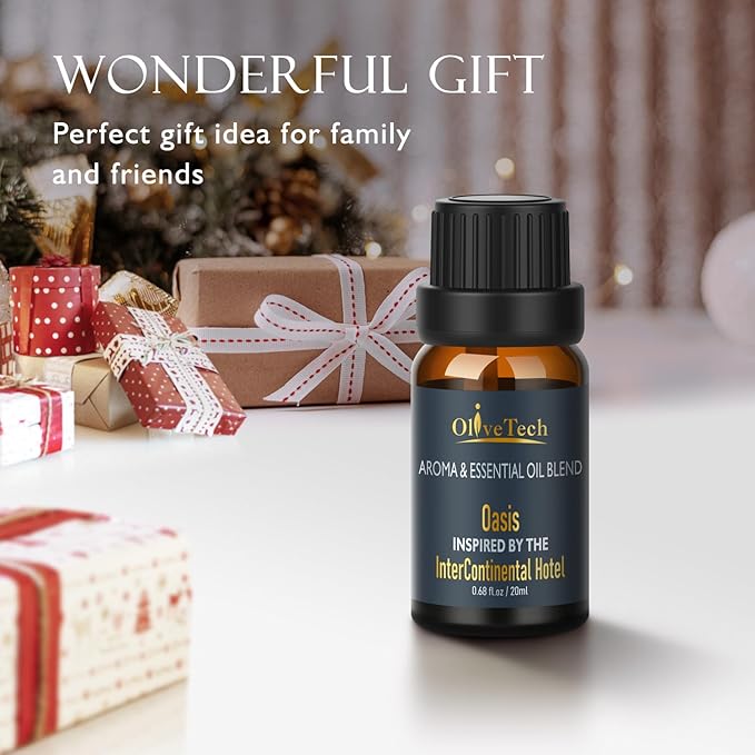 Hotel Diffuser Oil 20ml – Inspired by Intercontinental Hotel Oasis Scent, OliveTech Aromatherapy Fragrance Oil for Cold Air & Ultrasonic Diffusers, Glass Bottle (0.68 fl oz) OliveTech