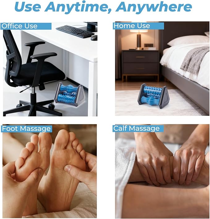 Foot Roller Massager for Plantar Fasciitis Relief – 3-in-1 Foot & Calf Reflexology Massager for Neuropathy, Circulation, Heel, Arch & Sole Pain Relief - Bloomnest