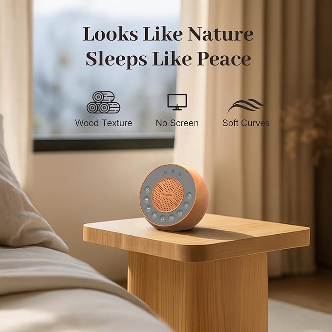Housbay White Noise Machine with 31 Soothing Sounds, 5W Loud Stereo Sound, Auto-Off Timer, Adjustable Volume, Sleep Sound Machine for Baby, Kid, Adult -Wood Grain - Bloomnest