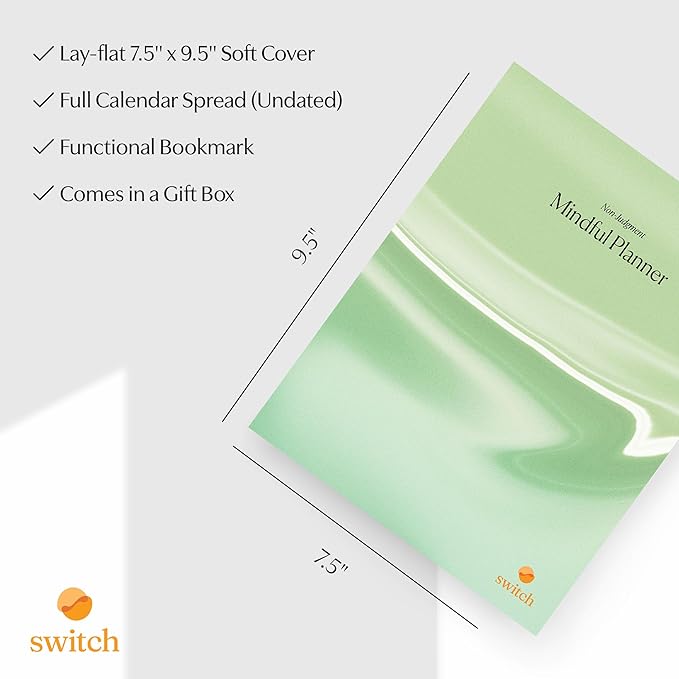 Switch Research Mindful Planner (Non-Judgement) - Evidence-Based Life Organizer - 31-Day Goal Planner to for Non-Judgement & Self-Compassion - Daily planner With Prompts - Bloomnest