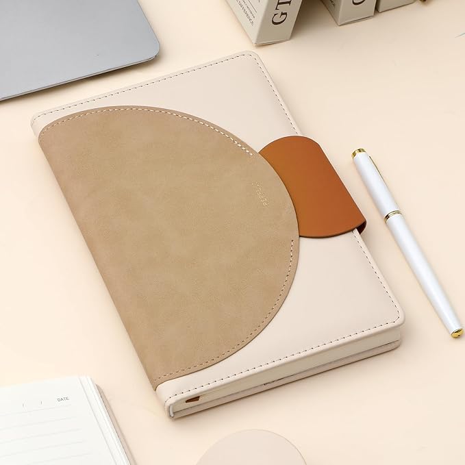 CAGIE Lined Journal for Women, 100GSM 192 Pages Leather JournalS for Writing with Buckle Closure,A5 Hardcover Diary Journaling Notebooks for Business Work School Note Taking 5.9" x8.5 (Brown & Pink) - Bloomnest