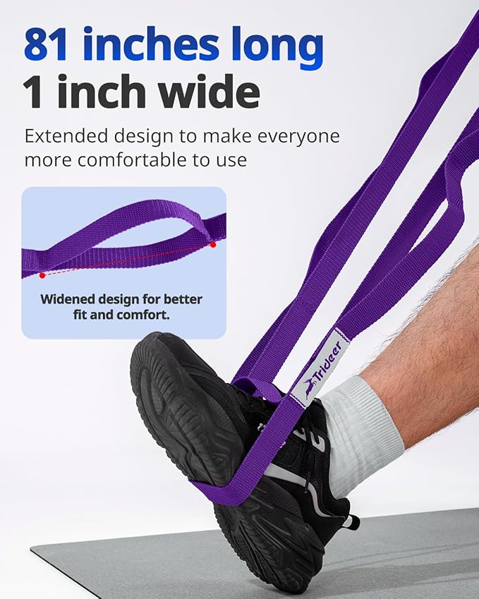Trideer Stretching Strap Yoga Strap for Physical Therapy, 10 Loops Yoga Straps for Stretching, Non-Elastic Stretch Strap for Pilates, Exercise, Stretch Band for Women & Men - Bloomnest