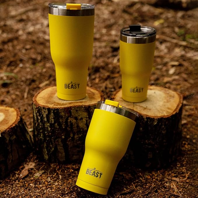 Beast 20 oz Tumbler Stainless Steel Vacuum Insulated Coffee Ice Cup Double Wall Travel Flask (Lemon) - Bloomnest