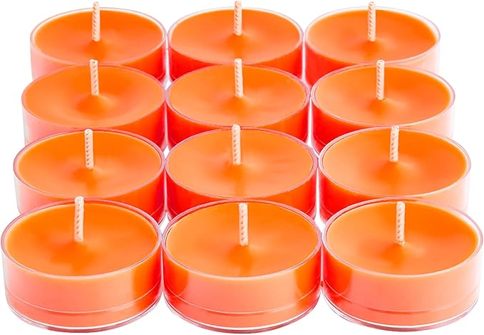 PartyLite Set of 12 Tea Lights Candles, Shredded Coconut & Papaya Scent, Aromatherapy Scented Candles Gift Set, Up to 4 to 6 Hours Burn Time - Bloomnest
