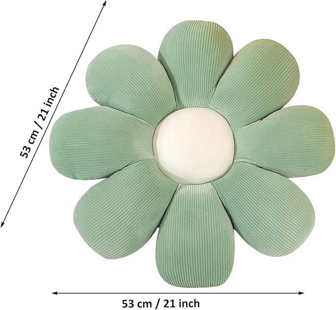 Flower Shaped Throw Pillow - Soft Seating Cushion for Bedroom, Sofa, Bed, Reading (21 inch, Green, 1 Count) - Bloomnest
