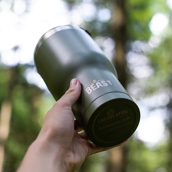 Beast 20 oz Tumbler Stainless Steel Vacuum Insulated Coffee Ice Cup Double Wall Travel Flask (Army Green) - Bloomnest