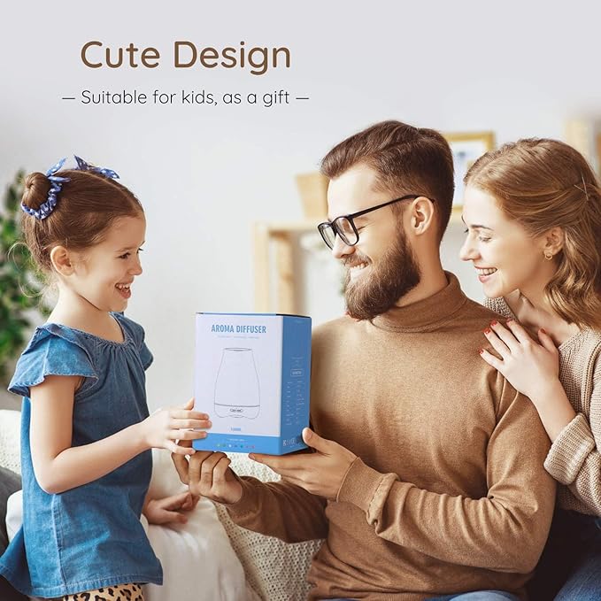 Aromatherapy Essential Oil Diffuser for Room: Air Humidifier Aroma Scent Cool Mist Diffusers Colorful Light Cute Mini Small Waterless Auto Off Ultrasonic for Home Bedroom (Brown Wood Grain) - Bloomnest