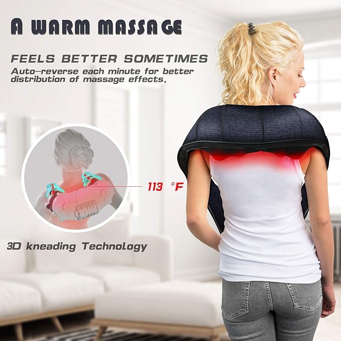 Mo Cuishle Shiatsu Back Shoulder and Neck Massager with Heat, Electric Deep Tissue 4D Kneading Massage, Best Gifts for Women Men Mom Dad, Fathers Day, Mothers Day, Christmas Gifts - Bloomnest