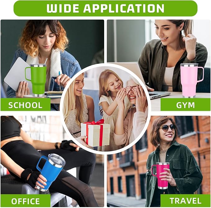 20 oz Tumbler with Handle Stainless Steel Insulated Coffee Mug Tumbler with Lid and Straw Double Wall Vacuum Insulated Coffee Mug Leak Proof Travel Mug Tumbler for Hot and Cold Drink (Mix Color-5)