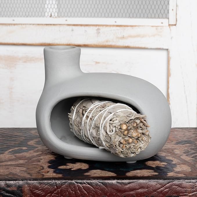 Terracotta Palo Santo Holder - Modern Incense Burner, Cone Burner, Tabletop Fireplace - Purify and Energize Your Home with Fragrant Palo Santo Wood, Sage - Perfect for Meditation and Yoga - Bloomnest
