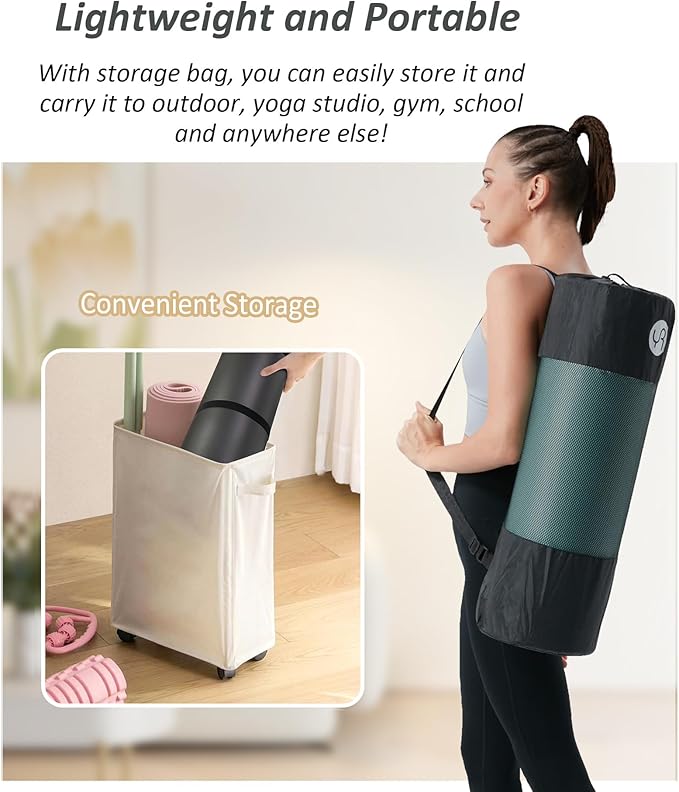 Yoga Mat Thick 1 inch Exercise Mat 76.7"x24" Workout Mats for Home Gym, Non-slip Yoga Mat for Women Men, with Carrying Yoga Bag - Bloomnest